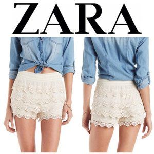Zara Cream Lace Crotchet Shorts